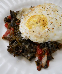 Fried Eggs On Nest of Kale