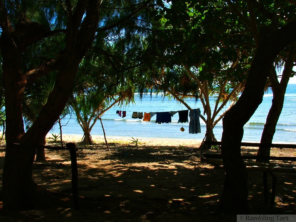 laundry hanging by the ocean
