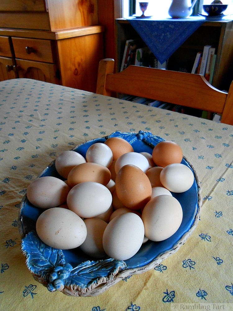 eggs in a blue bowl