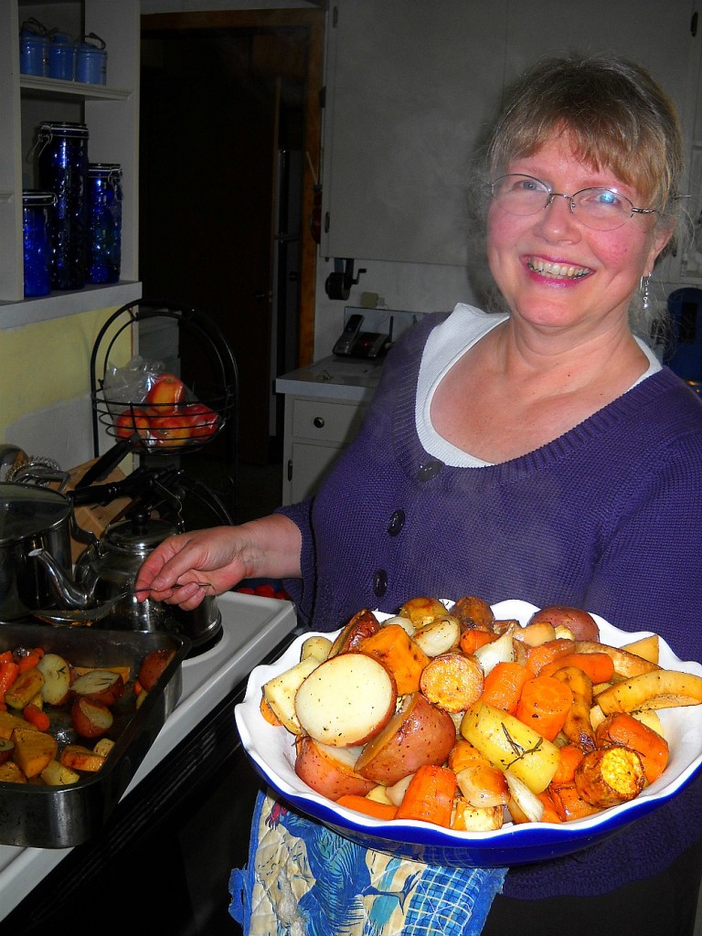 Mum with roast vegetables
