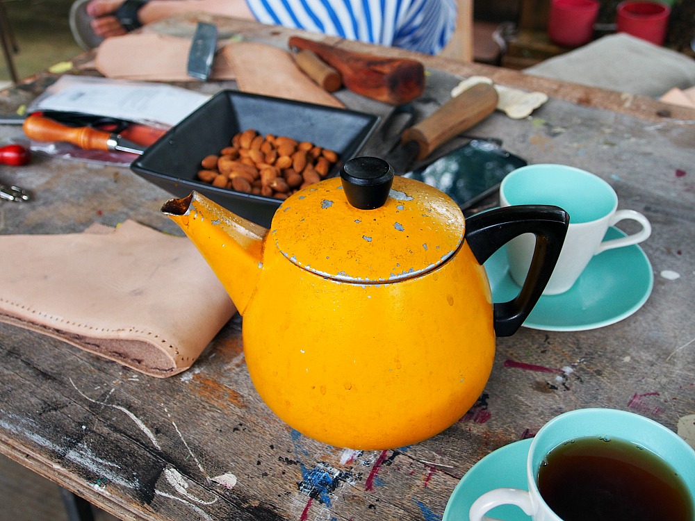 old yellow teapot